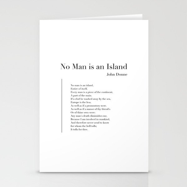 No Man is an Island by John Donne Stationery Cards
