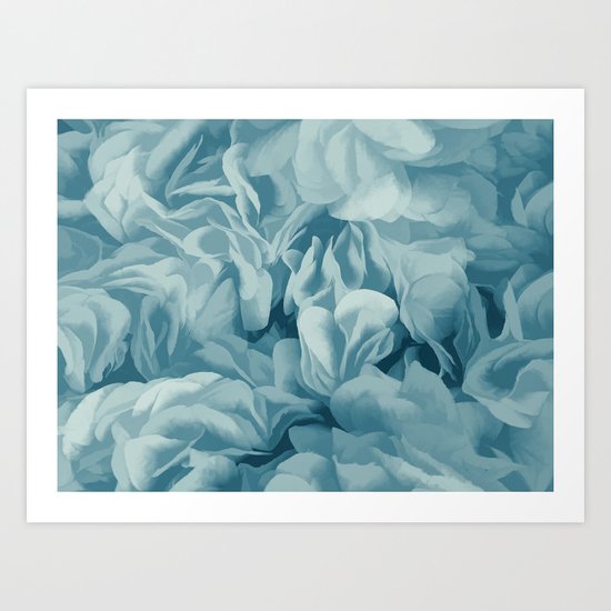 Soft Baby Blue Petal Ruffles Abstract Art Print