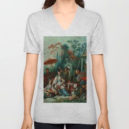 François Boucher "The Chinese Garden" V Neck T Shirt