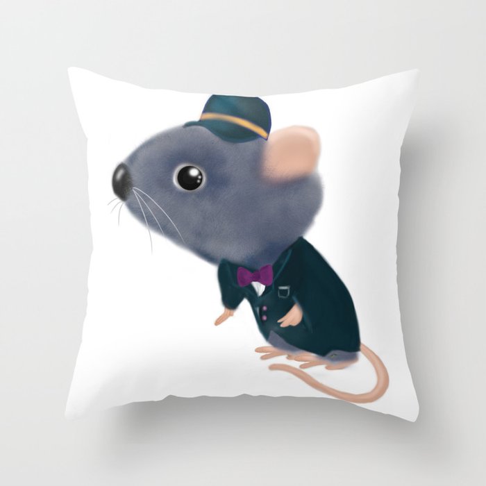 Little Mice in Uniform Throw Pillow