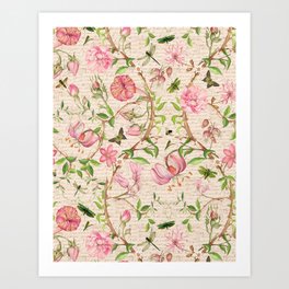 Pink Vintage Chinoiserie Art Print