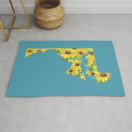 Maryland in Flowers Rug | Nature, Coloredpencil, Yellow, Stateflower, Statesymbols, Statemap, Maps, Floral, Drawing, Illustration 