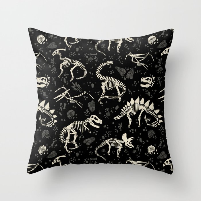 Excavated Dinosaur Fossils Throw Pillow