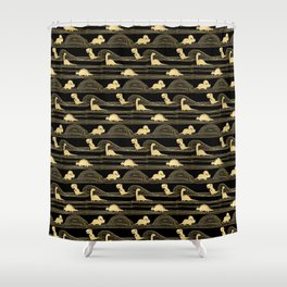 Dinosaurs gold/black Shower Curtain