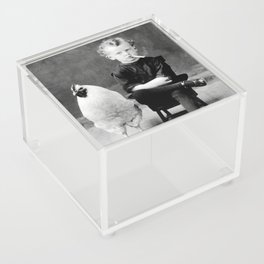 Smoking Boy with Chicken black and white photograph - photography - photographs Acrylic Box