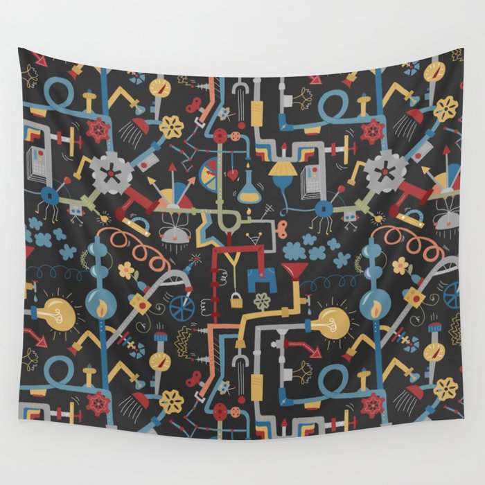 Pipe Dreams - Dark Primary Wall Tapestry