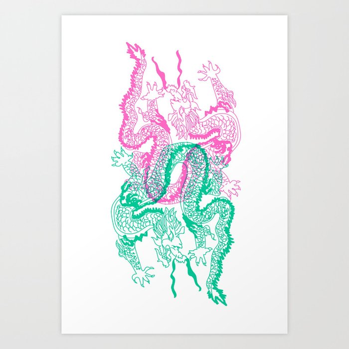 Intertwined Dragons Art Print