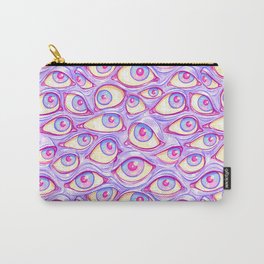 Wall of Eyes in Purple Carry-All Pouch | Digital, Curated, Pastel, Curse, Haunted, Cult, Occult, Magic, Scary, Spooky 