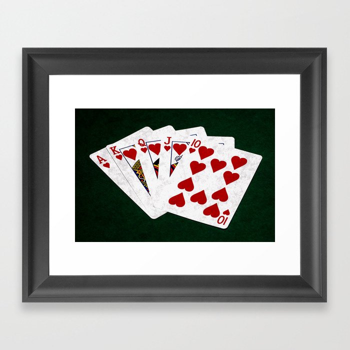 Poker Royal Flush Hearts Framed Art Print