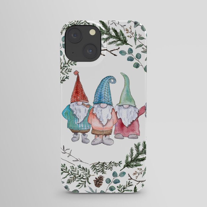 Christmas Gnome Greenery Circle iPhone Case