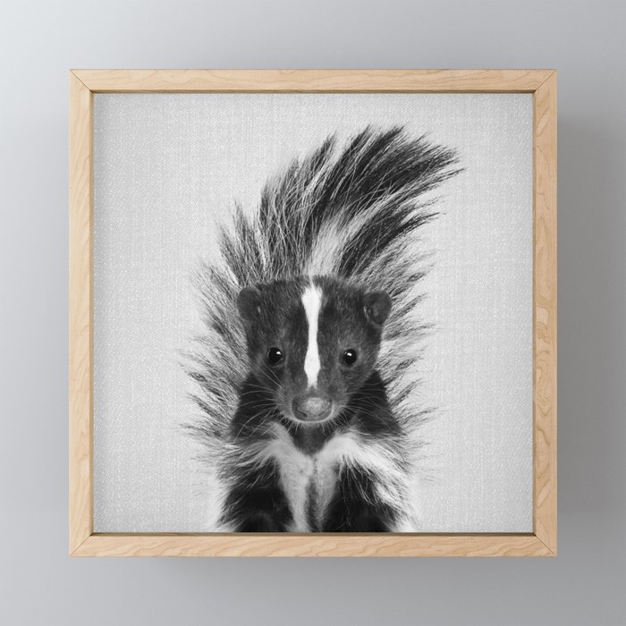 Skunk - Black & White Framed Mini Art Print