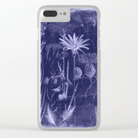 floral cyanotype Clear iPhone Case