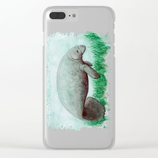 "The Manatee" by Amber Marine ~ Watercolor Painting, (c) 2015 Clear iPhone Case
