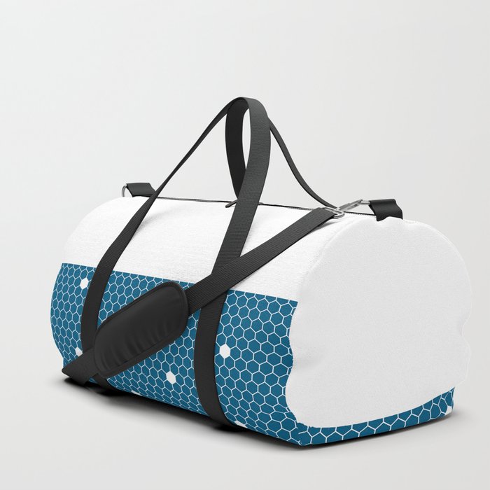 White Polka Dots Lace Horizontal Split on Dark Blue Duffle Bag