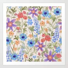 Ranunculus Painterly Floral Summer Candy Art Print