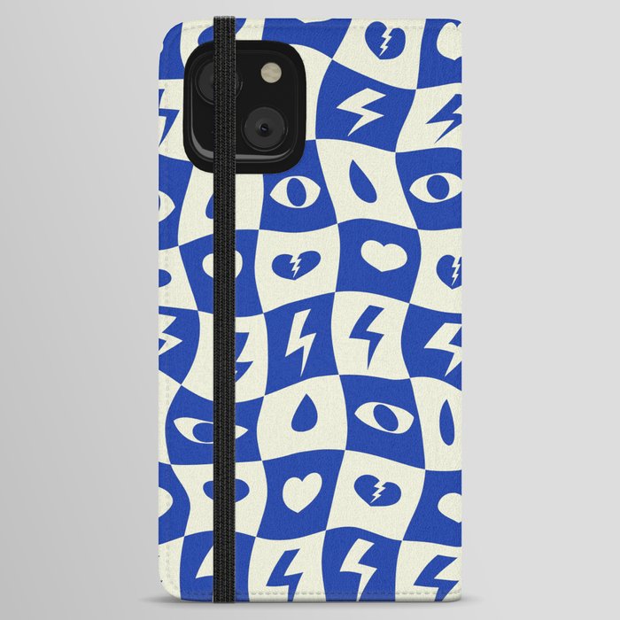 Heartbreak checker pattern # blue iPhone Wallet Case