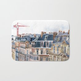 Roofs of Paris Bath Mat | Landscape, Illustration, Roofs, City, Architecture, Paris, Painting 
