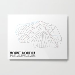 Mount Bohemia, MI - Minimalist Trail Art Metal Print | Illustration, Vector, Abstract, Graphic Design 
