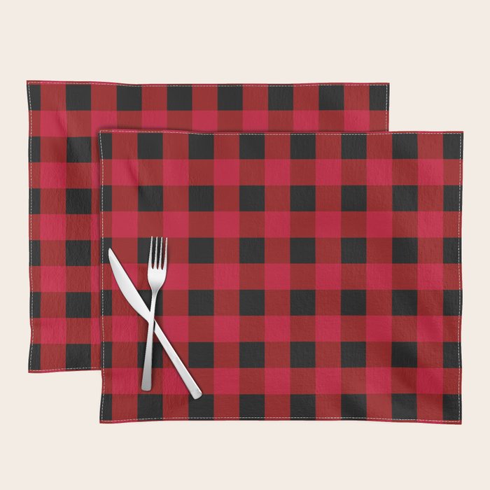 Red and Black Buffalo Check Placemat by LovelyLifestyle Society6