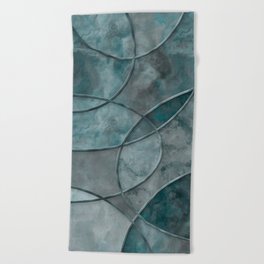 Teal Eclectic Marble Shapes Mid Century Elegant Abstract Art Beach Towel