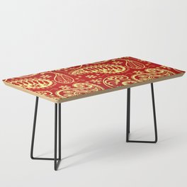 Red And Gold Bandana Paisley Christmas Pattern Coffee Table