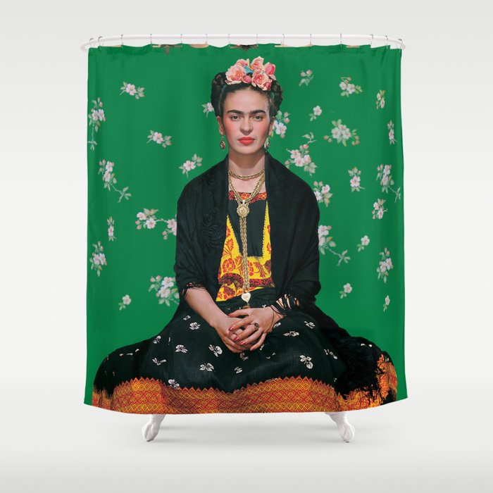 Frida Kahlo and Flowers Shower Curtain