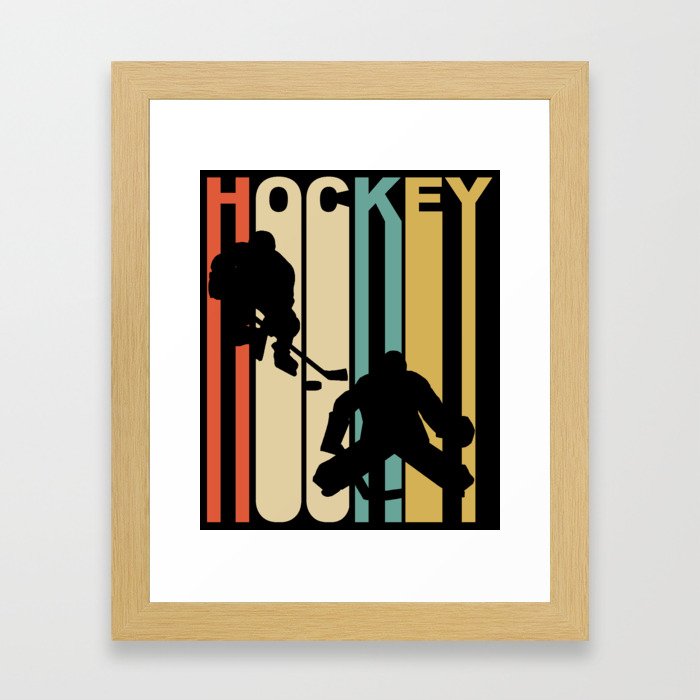 Vintage Retro 1970's Style Hockey Framed Art Print