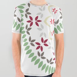 Mandala with green leaves and flowers All Over Graphic Tee