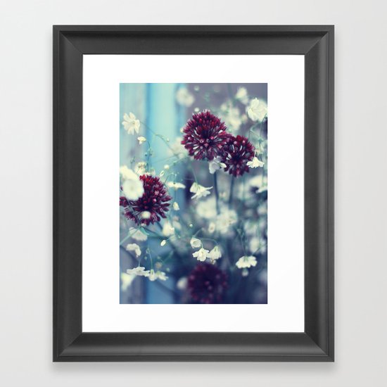 Flowers on Blue Framed Art Print