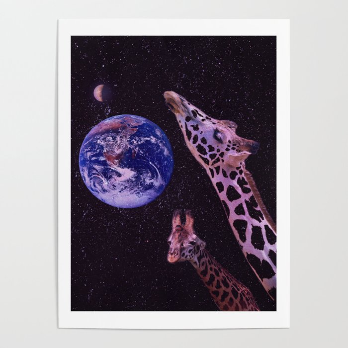 Giraffes in the space Poster