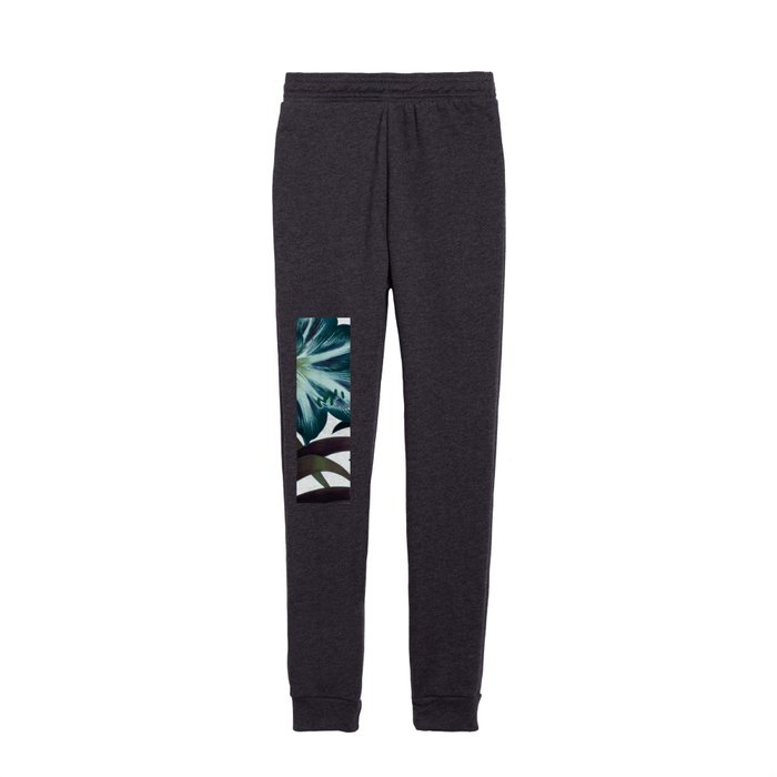 Teal Serenity: Amaryllis Print in Tranquil Teal – Sophisticated Florals Kids Joggers