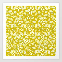 Funky Mustard Floral Art Print