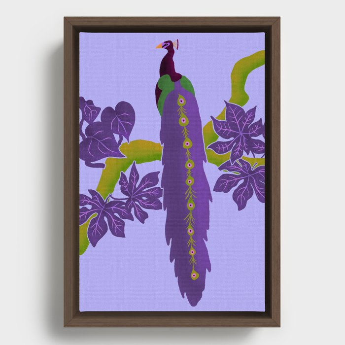 Purple Jungle Peacock Framed Canvas