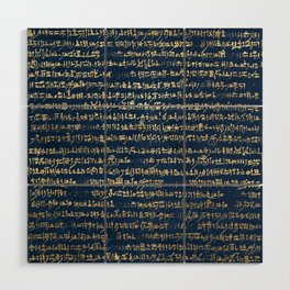 Ancient Egyptian Hieratic - navy & Green Wood Wall Art