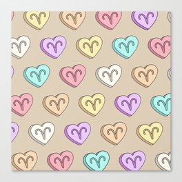Pastel Aries Candy Hearts Canvas Print