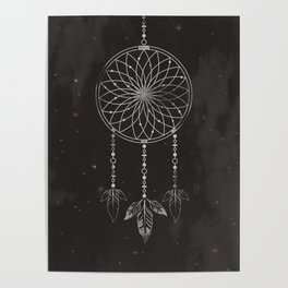 Illustrated dreamcatcher and nightsky Poster