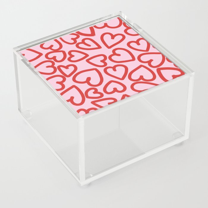 Valentines Hearts Pattern Acrylic Box