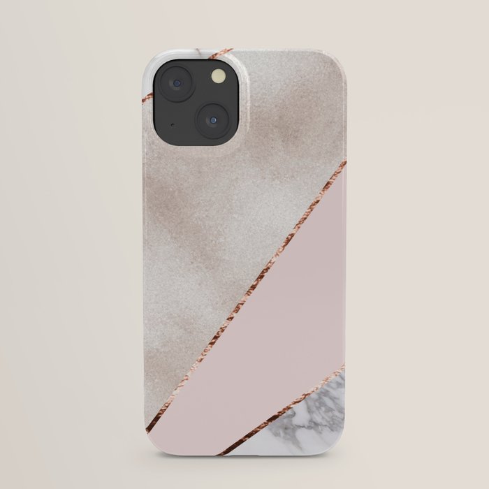 Spliced mixed rose gold marble iPhone Case by marbleco Society6