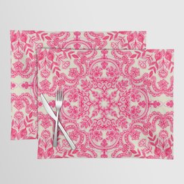 Hot Pink & Soft Cream Folk Art Pattern Placemat