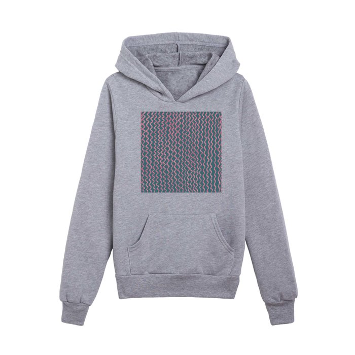 Squiggles In The Sun - Dark Navy Blue and Pink Kids Pullover Hoodie