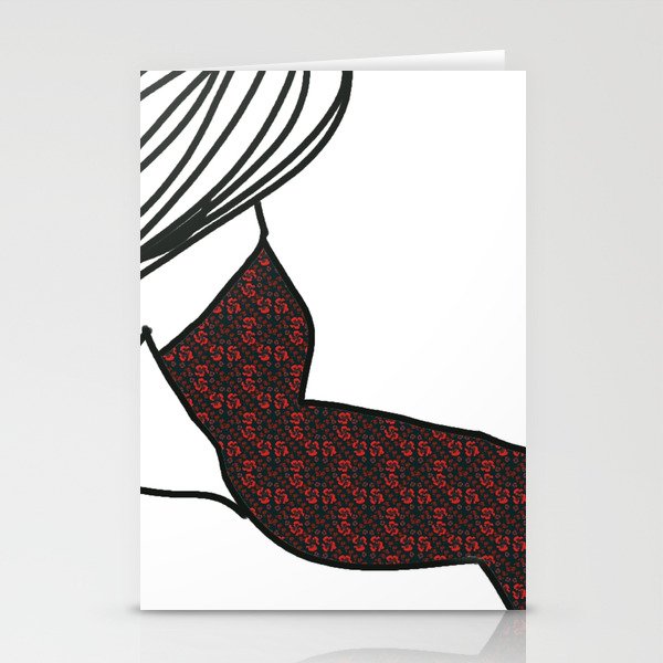Relax With A Red Rose Pattern Dress Stationery Cards