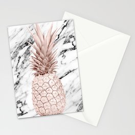 Pineapple Rose Gold Marble Stationery Card