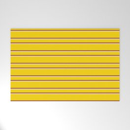 [ Thumbnail: Yellow, Sienna & Tan Colored Lines/Stripes Pattern Welcome Mat ]