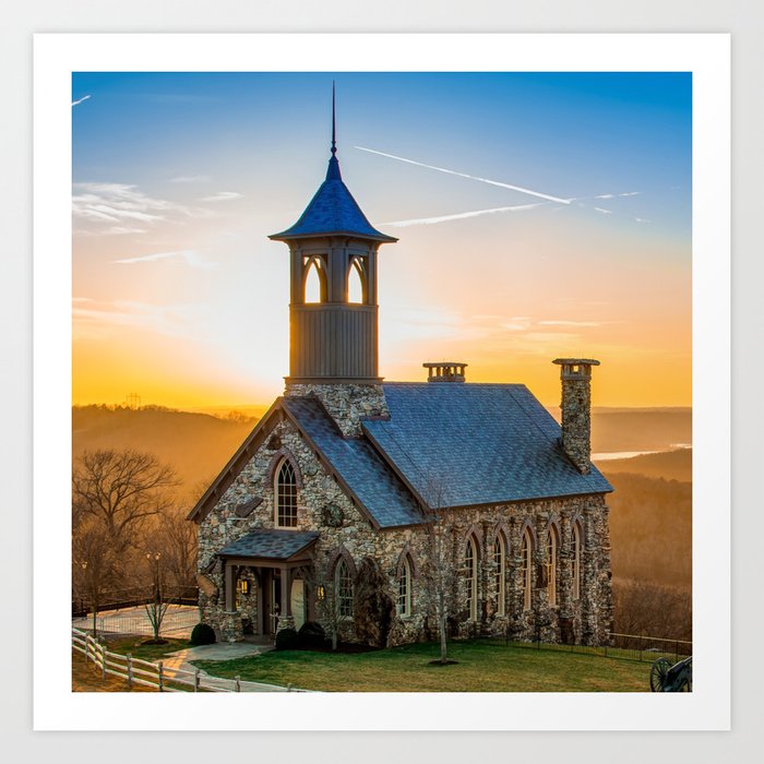 Chapel of the Ozarks - Top of the Rock Sunset 1x1 Art Print