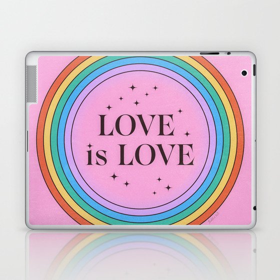 Love is Love Retro Rainbow Pink Laptop & iPad Skin