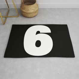6 (White & Black Number) Area & Throw Rug