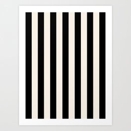 Black And Cream White Vertical Stripes Art Print
