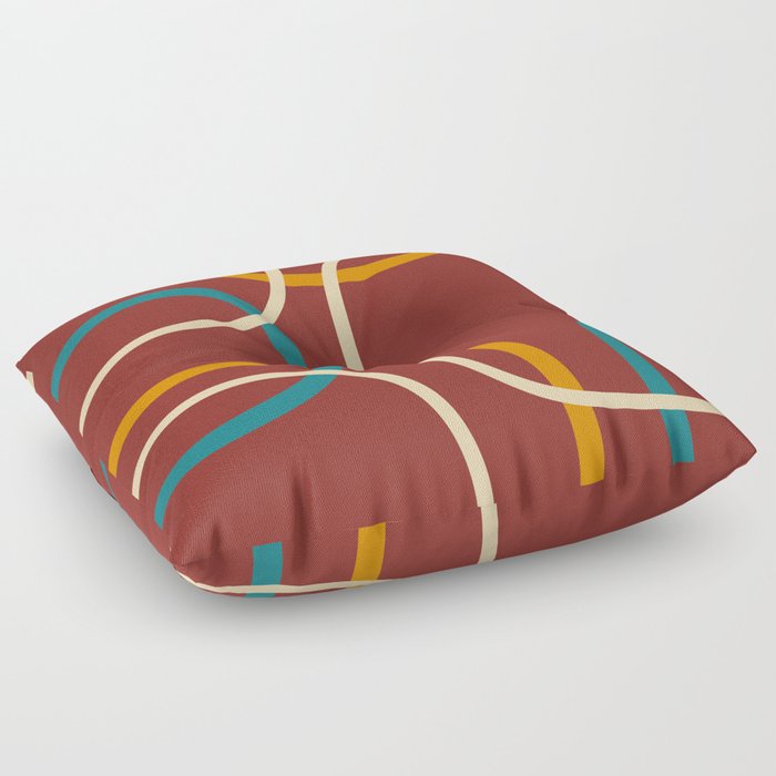 Abstract red mid century shapes Floor Pillow
