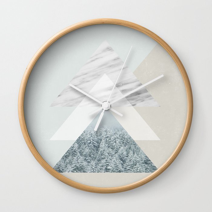 Snow into the forest Wall Clock