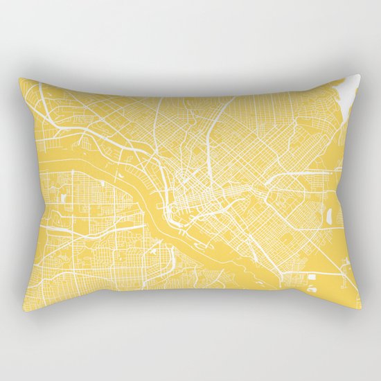 Dallas map yellow Rectangular Pillow